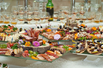 delicious dishes on the table in the restaurant