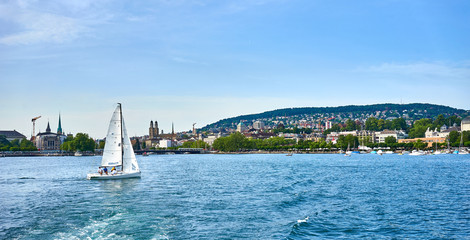 Boating on the Lake of Zurich in Switzerland