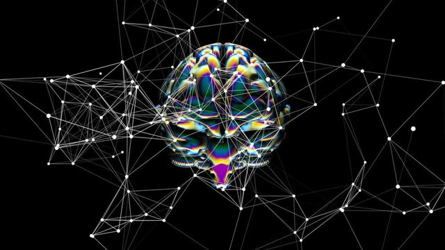Network operation. Connection of objects in consciousness. Rotating brain. Holographic foil. Seamless loop.
