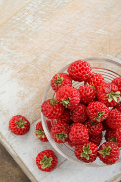 hybrid strasberry fruit in dish