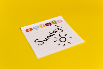 inscription in black marker Sunday