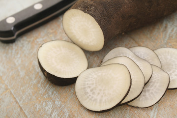 preparing fresh black radish
