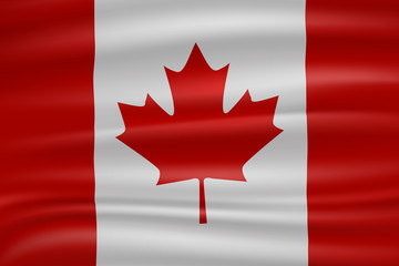 Realistic waving Canada Flag. Vector background.