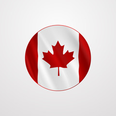 Realistic waving Canada Flag in a circle. Vector background.