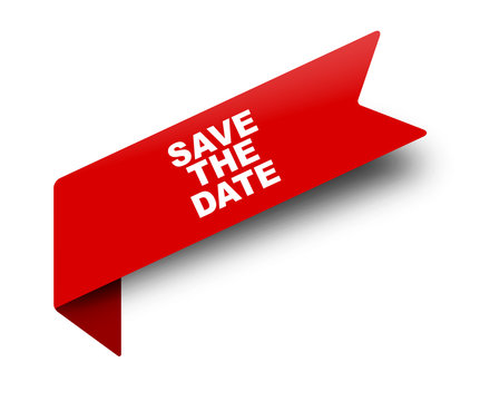 red vector banner ribbon save the date
