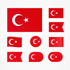 vector set Turkish flag on a white background