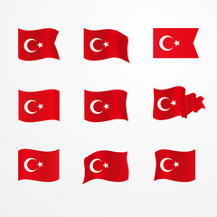 vector set Turkish flag on a white background