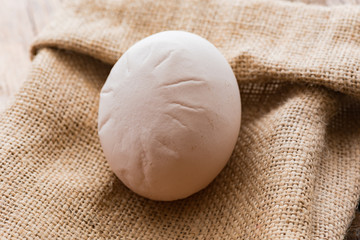 hen's egg with marks on the shell
