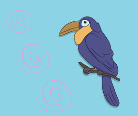 bird sitting on a branch, vector