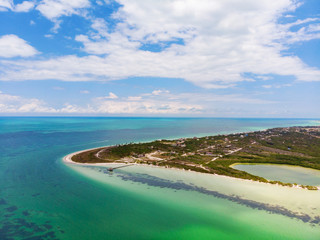 Fototapeta na wymiar Aerial view of Punta Cocos on the island of Isla Holbox