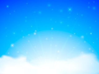 Clean blue sky with clouds. Vector Illustration