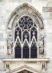 Window of a gothic cathedral in Milan
