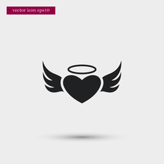 Angel heart icon. Simple romance element illustration. Valentine symbol design from love collection. Can be used in web and mobile.