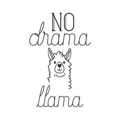llama animal with messsage hand made font vector illustration design