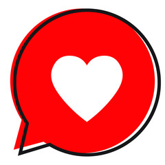 Heart in a red speech bubble, love icon, valentines day icon, vector