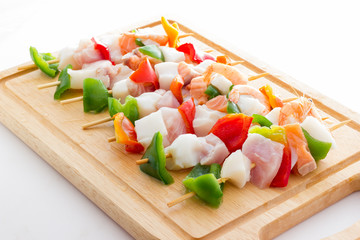 Fish and vegetable kebabs