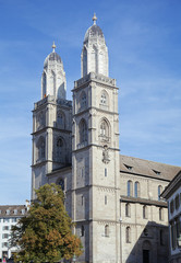 Fototapeta na wymiar Grossmunster cathedral, Zurich