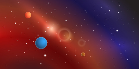 Colorful space vector with planets, stars and nebulae.