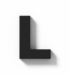 letter L 3D white isolated on white with shadow - orthogonal projection