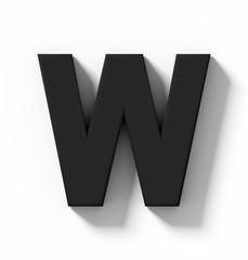 letter W 3D white isolated on white with shadow - orthogonal projection