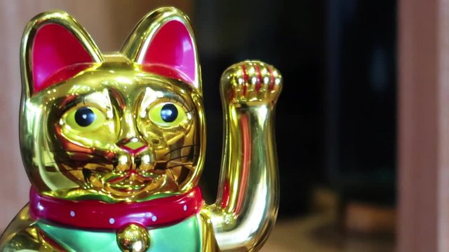 a close up shot of a maneki nekoh. Shot is taken on 60 fps and edited in 30 fps. footage is slowed by 50%.