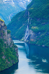 View on Geirangerfjord from Flydasjuvet viewpoint Norway