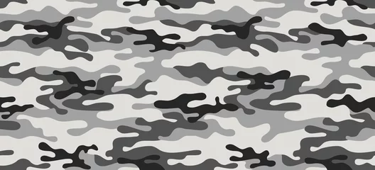 Foto op Plexiglas Militair patroon textuur militair camouflage herhaalt naadloos leger grijs zwart jacht