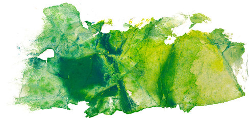 green watercolor stain on white background.