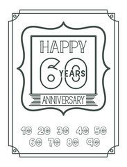 Fototapeta na wymiar happy Anniversary card with decades vector illustration design