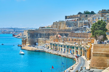The bastions and ramparts of Valletta, Malta