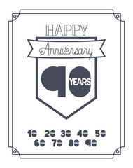 happy Anniversary card with decades vector illustration design