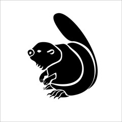 Stylized vector monochrome isolated image of a river beaver