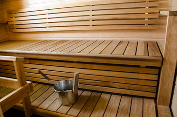 Sauna with sunlight sipping in