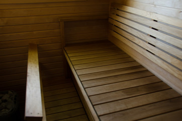 Sauna with sunlight sipping in