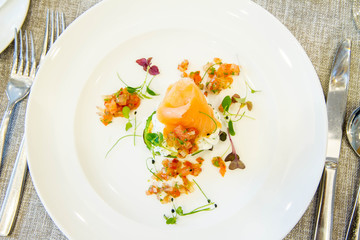 Salmon, cream cheese and zucchini starter