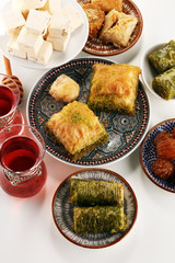 Middle eastern or arabic dishes. Turkish Dessert Baklava with pistachio
