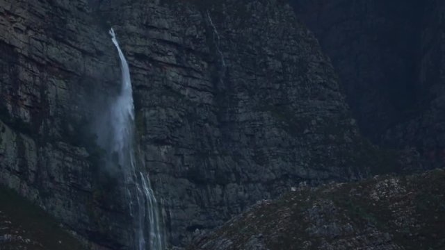 Footage of the waterfalls flowing in the Du Toitskloof mountains in the Western Cape of south africa after a heavy rain storm in the winter.