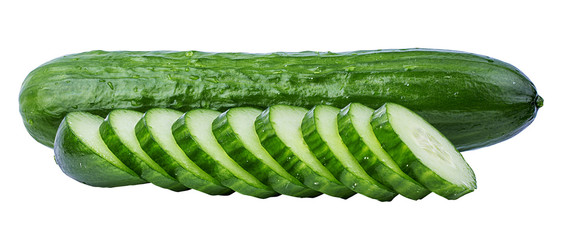 Fresh cucumber isolated on white background with clipping path