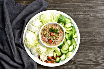 Pickled fish with coconut milk sauce and vegetable. ( Thai name is Pha-ra Lone)