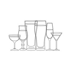 cups and glasses set icons vector illustration design