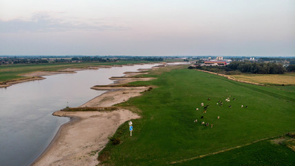 Aerial shot over Huissen, GLD - NL close to Arnhem