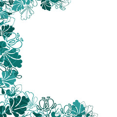 floral background with abstract flowers. Blue flowers on a white background. Isolated without a shadow.