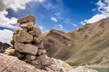 Zen stones. Cairn. Rock balancing. Stone balancing. Folded one on another stones.