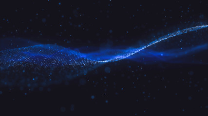 Obraz premium Abstract wavy structure with millions of glowing particles. Colorful blurred magic background with luminous dots and depth of field effect. Lots of little shining sparkles. 3d rendering