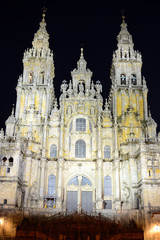 Fototapeta premium Obradoiro facade of the grand Cathedral of Santiago de Compostela, Spain