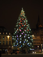 Christmas tree decorated with lights in Strasbourg
