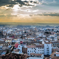 Obraz premium Cityscape at sunset of Granada, Spain