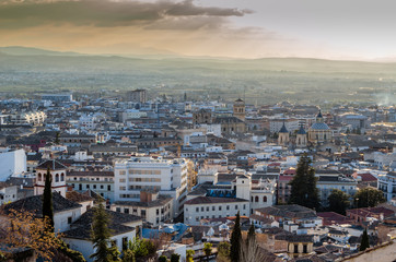 Fototapeta na wymiar Cityscape at sunset of Granada, Spain