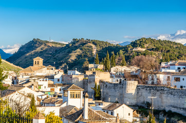 Cityscape at sunset of Granada, Spain