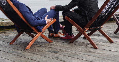 Gay couple holding hands